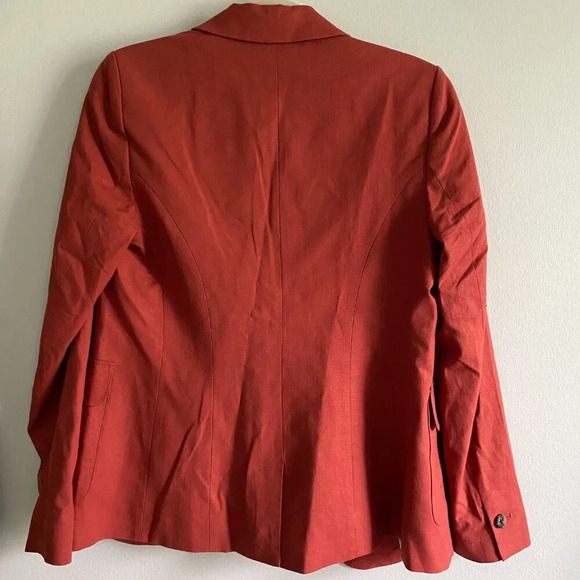 REITMANS Linen Blend Rust  Red Fitted Suit Formal Blazer Jacket Size 4 - Picture 3 of 12